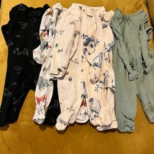 Five Carters New Born Cozy Baby Footed Pajamas Set, double zippers & cuffs